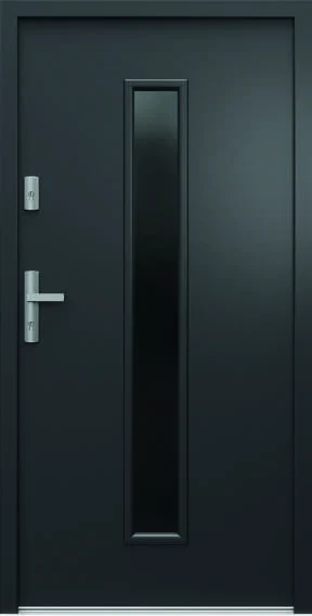 Ușă de exterior Porta Thermo C.3, antracit, cu o fantă verticală de sticlă și casetă jos