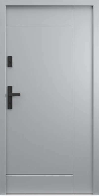 Ușă de exterior Porta Thermo L.6, gri RAL 7042, cu un chenar dreptunghiular frezat