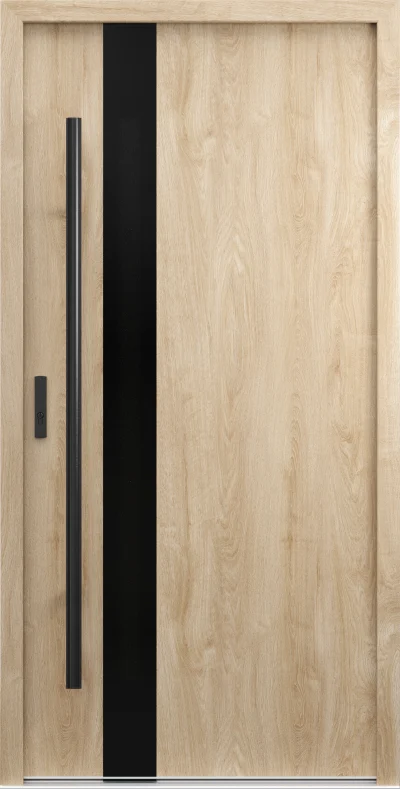 Ușă de exterior Porta Thermo P.2, stejar Woodec Turner, cu panou vertical negru lat