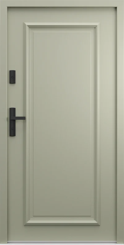 Ușă de exterior Porta Thermo R.1, gri măsliniu RAL 7033, cu două rame decorative