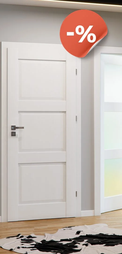 Ușa de interior Porta Balance D.0, albă, cu patru casete orizontale