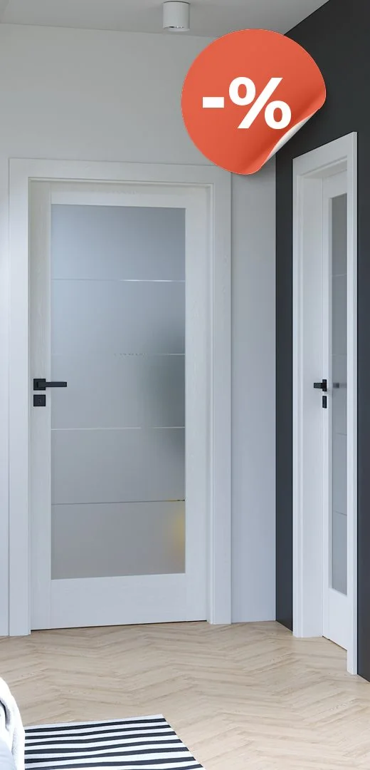 Ușa de interior Porta Verte Home B.5, albă, cu un geam mat mare